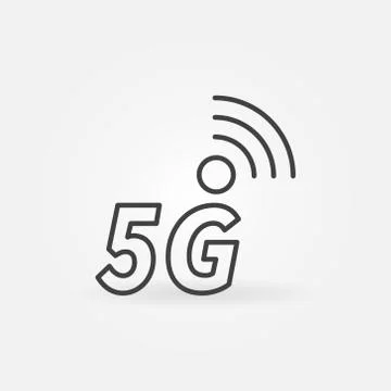 5G vector outline icon - cellular network technology symbol Stock Illustration