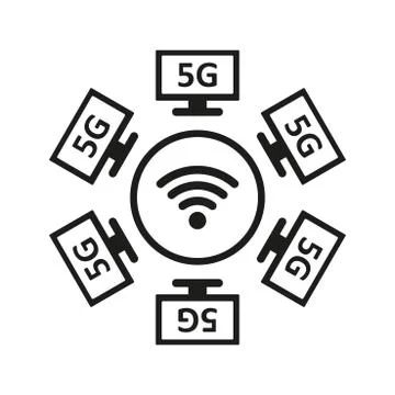 5G WIFI Icon Vector flat design style Stock Illustration