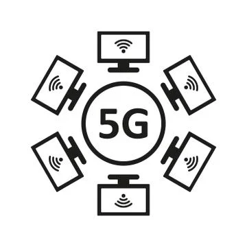 5G WIFI Icon Vector flat design style Stock Illustration