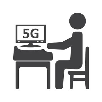 5G WIFI Icon Vector flat design style Stock Illustration