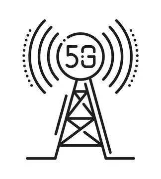 5G wireless base station antenna line icon Stock Illustration