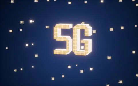 5G wireless communication technologies with blue background, 3d rendering. Stock Illustration