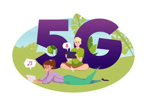 5G wireless internet connection technology banner vector illustration isolate Stock Illustration