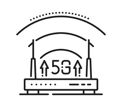 5G wireless modem network line icon or symbol Stock Illustration