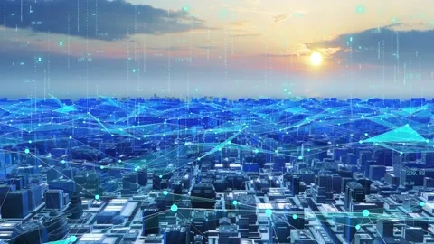 5g wireless network and smart city communication Stock Footage 236188087