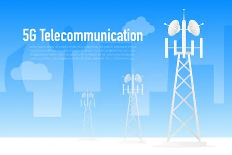 5G wireless network. High-speed mobile Internet, signal, network. Stock-Illustration
