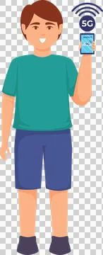 5G wireless network technology character illustration Stock Illustration