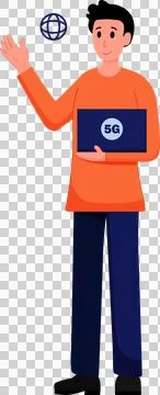 5G wireless network technology character illustration Stock Illustration