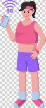 5G wireless network technology character illustration Stock Illustration