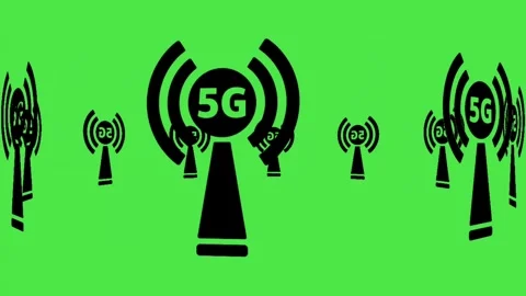 5G Wireless Network Tower Icon Animation on Green Screen Video stock 335885979