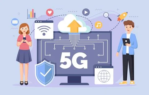 5G wireless technology background design vector. Stock Illustration