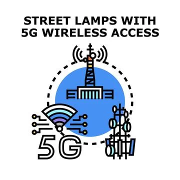 5g wireless technology connecting smart city infrastructure Stock Illustration