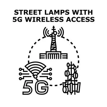 5g wireless technology connecting smart city infrastructure Stock Illustration