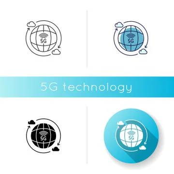 5G wireless technology icon. Global standard. Cloud computing. Mobile cellula 스톡 일러스트