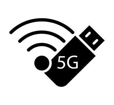 5G Wireless USB Adapter Icon with Signal Waves for Connectivity Concept Stock Illustration