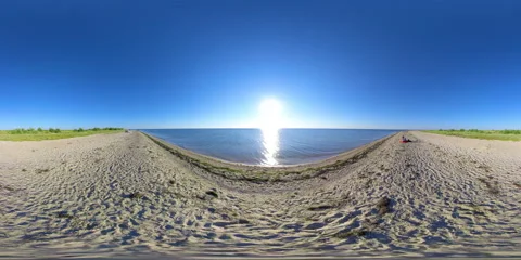 5K 360 VR Virtual Reality Sunny sunset on the Sea of Azov Stock Footage