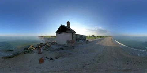 5K 360 VR Virtual Reality Sunny sunset on the Sea of Azov Stock Footage