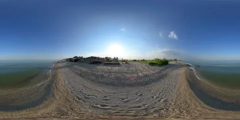 5K 360 VR Virtual Reality Sunny sunset on the Sea of Azov Stock-Footage