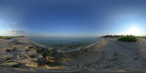 5K 360 VR Virtual Reality Sunny sunset on the Sea of Azov Video stock 138127175