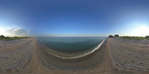 5K 360 VR Virtual Reality Sunny sunset on the Sea of Azov Video stock 138127344