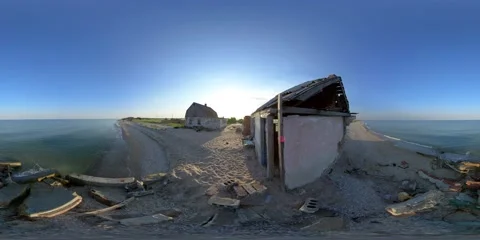 5K 360 VR Virtual Reality Sunny sunset on the Sea of Azov Stock Footage