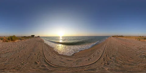 5K 360 VR Virtual Reality Sunny sunset on the Sea of Azov Stock Footage