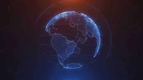 (5K 60fps - Loop) 3D rendering abstract digital shine Globe of Earth for news Stock Footage 103988889