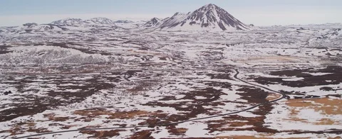 5K Aerial View of the Winter Highlands of Iceland Stock Footage 106144530