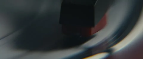 5k Anamorphic Vinyl Macro Close Up - Needle Spins Stock Footage 243955683