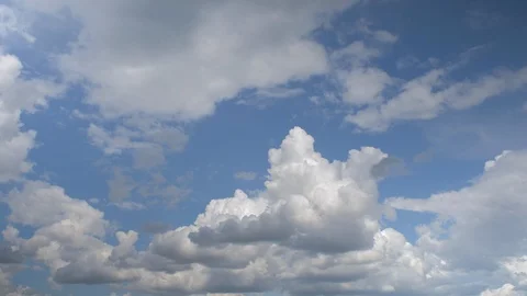 5K, Daytime Time-Lapse Of Flying White Clouds, Blue Sky, Breathtaking Clouds Video stock 129494916
