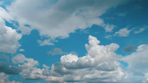 5K, Daytime Time-Lapse Of Flying White Clouds, Blue Sky, Breathtaking Clouds Video stock 129494920