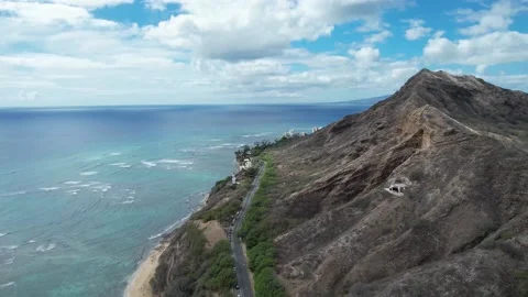 5K Drone Footage of Diamond Head in Honolulu, Hawaii, USA Stock Footage 165361906
