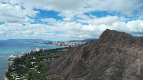 5K Drone Footage of Diamond Head in Honolulu, Hawaii, USA Stock Footage 165362467