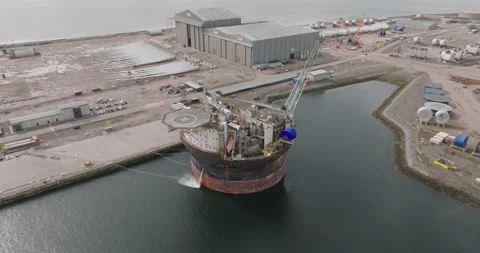 5K Drone Rotating Around FPSO Vessel Excalibur at Port of Nigg Stock-Footage 285533276