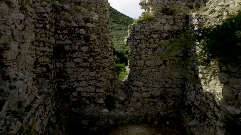 5k HDR Corfu Greece looking through broken window of old Fortress 10Bit Stock Footage 200958095