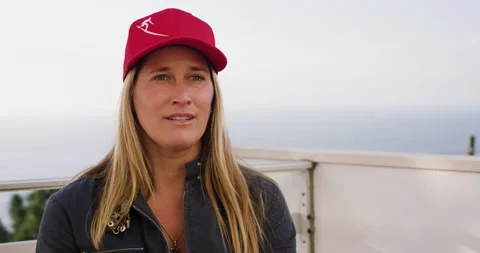 5K interview with pro surfer Aline Van Haren about moving back to Australia Video stock 156267296