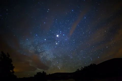 5K MoCo Astro Time Lapse of Milky Way over Desert Mountain in Arizona  Stock Footage