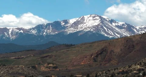 5K Pikes Peak Medium Shot Timelapse Clouds Rolling Past Stock-Footage 107141596