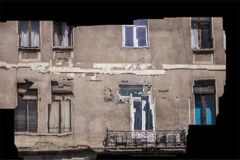 5K Psychedelic Grunge Motion Backgrounds Image Sequence of Windows and Buildings Stock Footage 23360109