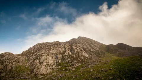 5k time lapse clouds over Tryfan mountain, Snowdonia, North Wales Stock Footage 112634448