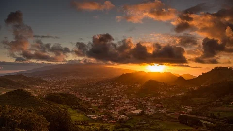 5k time lapse of sunset and dusk over La Laguna, Tenerife, Canary Islands Stock-Footage 123960629