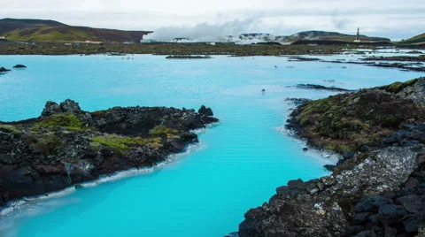 5k time lapse video. Blue lagoon in Iceland. Thermal lake. Stock Footage 60643358