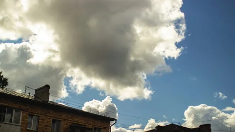 5k timelapse of clouds, with a flying plane Stock-Footage 135210478
