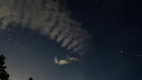 5k timelapse night sky, clouds moon rising. Stock Footage