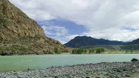 5k timelapse - Turquoise mountain river Stock Footage 54502838