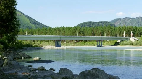 5k timelapse - Turquoise river with bridge Stock Footage 54440099