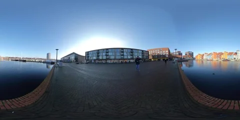 5K VR360 of colorful houses in the Netherlands Stock Footage