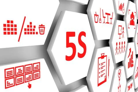 5S concept cell background 3d illustration Stock Illustration