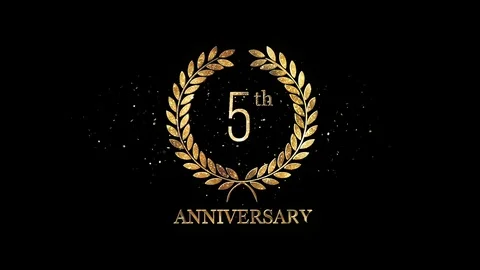 5th Anniversary + Alpha Channel Stock Footage 104364223