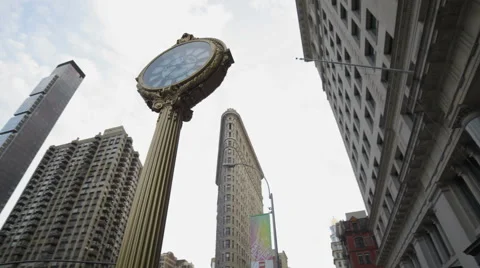 5th Ave Clock Flatiron Building Manhattan New York City NYC 库存影片 42170605
